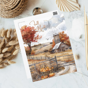 Autumn Watercolor Fall Mood in the Country Postcard