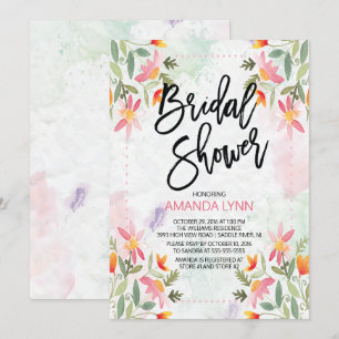 Autumn Watercolor Floral Bridal Shower Invitation