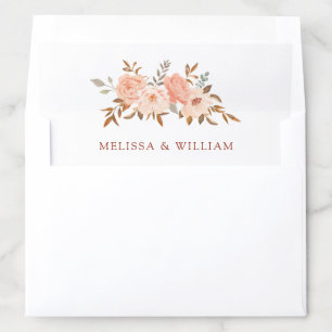Autumn Watercolor Floral Bride & Groom Wedding Envelope Liner