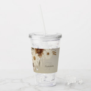 Autumn Watercolor Floral Monogram Personalized Acrylic Tumbler
