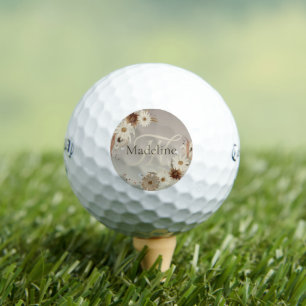 Autumn Watercolor Floral Monogram Personalized Golf Balls