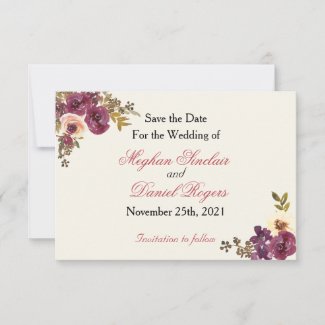 Autumn Watercolor Floral Save The Date Wedding