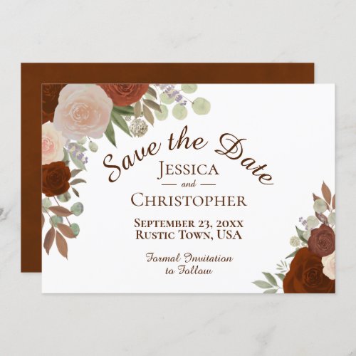 Autumn Watercolor Floral Simple Elegant Wedding Save The Date