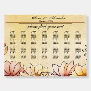 Autumn Watercolor Floral Terracotta Seating Chart Foam Board