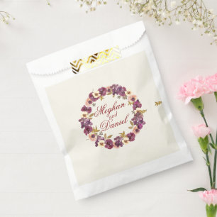 Autumn Watercolor Floral Wedding Favor Bag