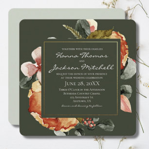 Autumn Watercolor Floral Wedding Invitation