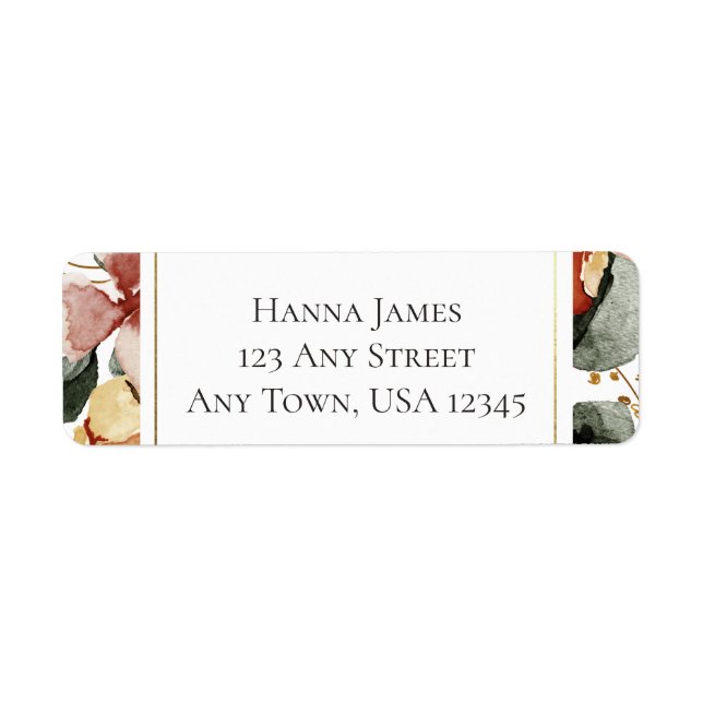 Autumn Watercolor Floral Wedding Label (Front)