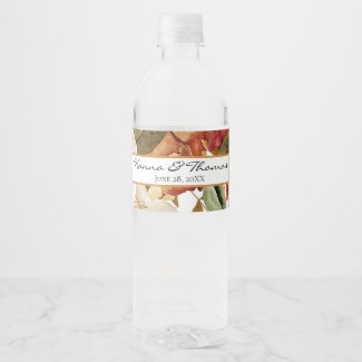 Autumn Watercolor Floral Wedding Water Bottle Labe Water Bottle Label