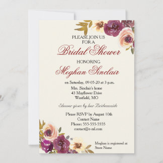 Autumn Watercolor Florals - Bridal Shower Invitation