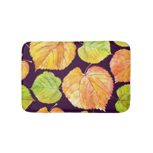 Autumn watercolor florals, seamless pattern. bath mat