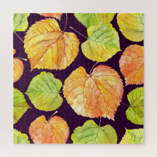 Autumn watercolor florals, seamless pattern. jigsaw puzzle