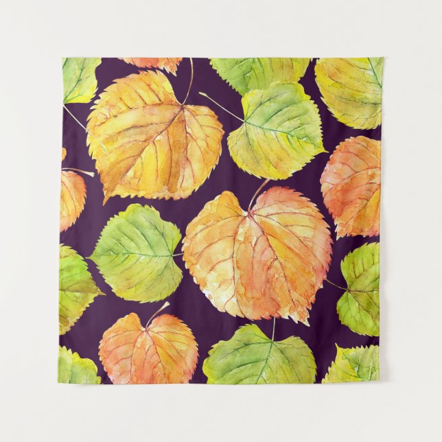 Autumn watercolor florals, seamless pattern. tapestry (Front)