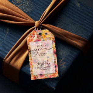 Autumn Watercolor Flowers Bridal Shower Favor Gift Tags