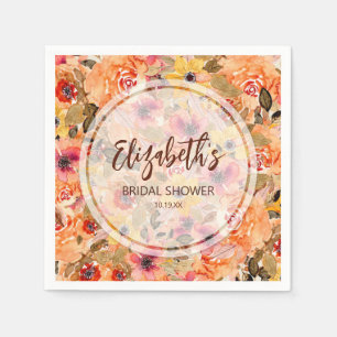 Autumn Watercolor Flowers Bridal Shower Napkins