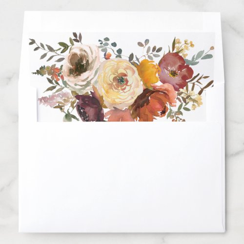 Autumn Watercolor Flowers Fall Wedding Envelope Liner