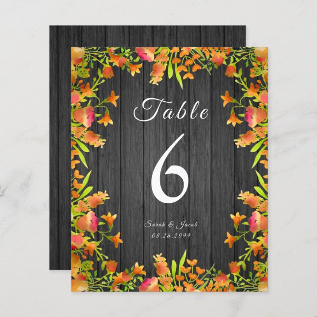 Autumn Watercolor Flowers on Rustic Wood  (Front/Back)