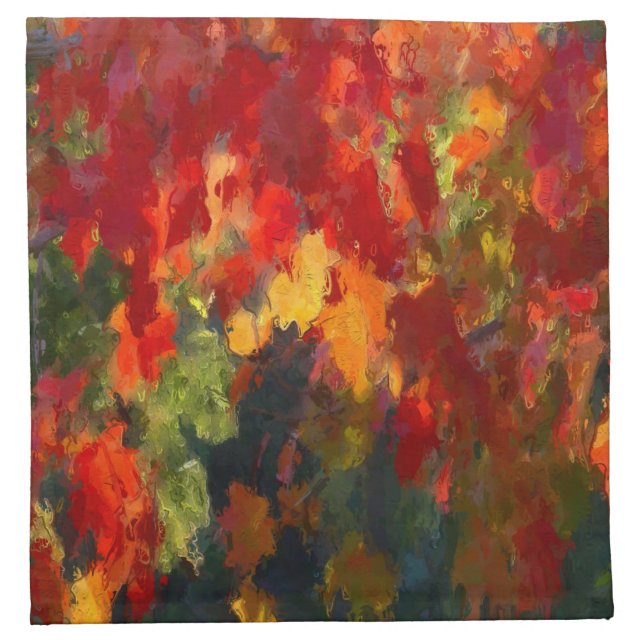 Autumn Watercolor Foliage Cloth Napkin (Front)