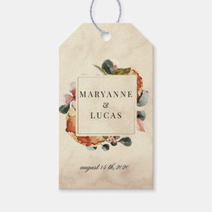 autumn watercolor foliage monogram wedding gift tags