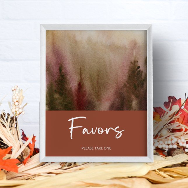 Autumn Watercolor Forest Terracota favors Poster (Creator Uploaded)