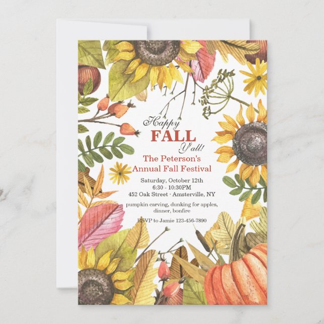 Autumn Watercolor Invitation (Front)