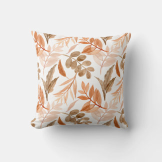 Autumn Watercolor Leaf Pattern Pillow Cover 