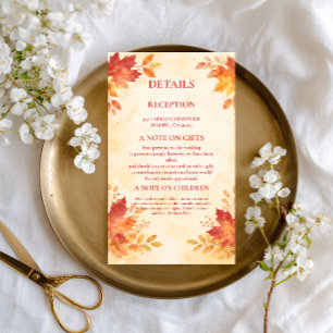 Autumn Watercolor Leaves Information Enclosure Card