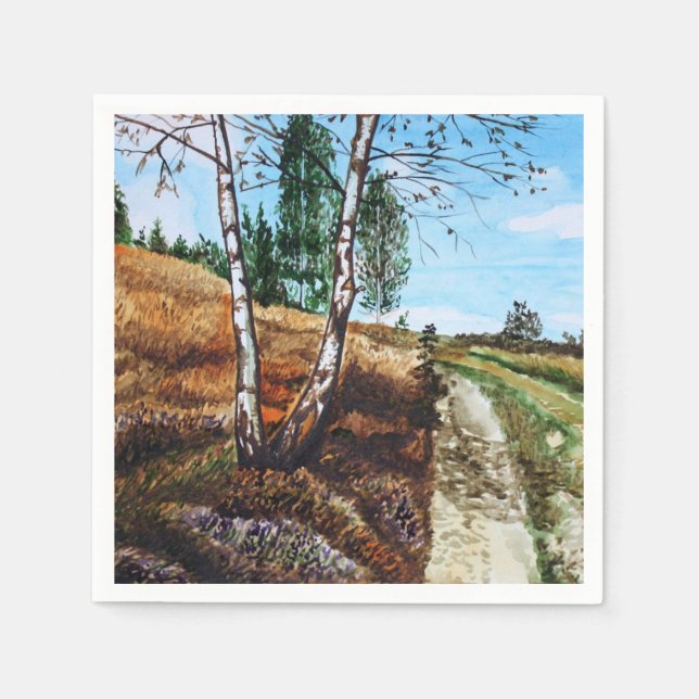 Autumn watercolor painting napkins (Front)