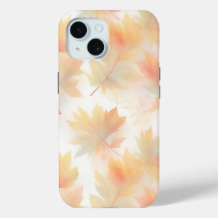 Autumn watercolor pastel leaves background iPhone 15 case