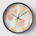 Autumn watercolor pastel leaves background clock