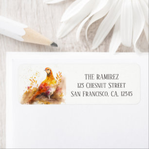Autumn Watercolor Pheasant Return Address Label
