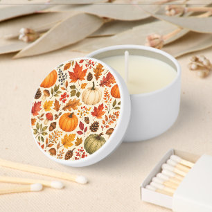 Autumn Watercolor Pumpkins, Fall Leaves & Woodland Mini Candle Favors