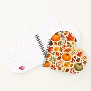 Autumn Watercolor Pumpkins, Fall Leaves & Woodland Notebook