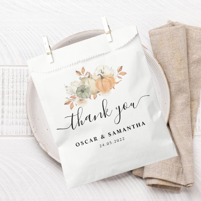 Autumn Watercolor Pumpkins & Flowers Favor Bag (Creator Uploaded)