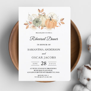 Autumn Watercolor Pumpkins & Flowers Invitation