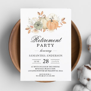 Autumn Watercolor Pumpkins & Flowers Invitation