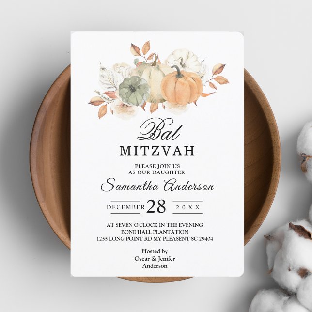 Autumn Watercolor Pumpkins & Flowers Invitation (Creator Uploaded)