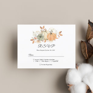 Autumn Watercolor Pumpkins & Flowers Invitation Postcard