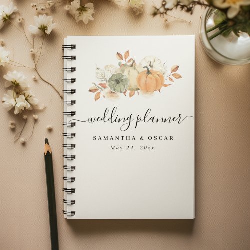 Autumn Watercolor Pumpkins  Flowers Planner