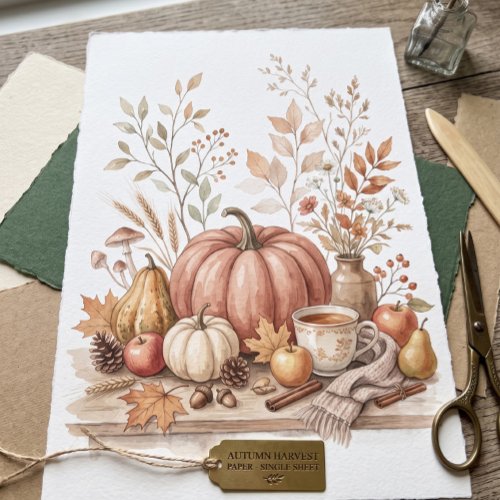Autumn Watercolor Scrapbook Paper