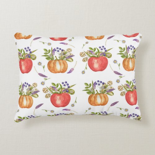 Autumn Watercolor Seamless Composition Accent Pillow