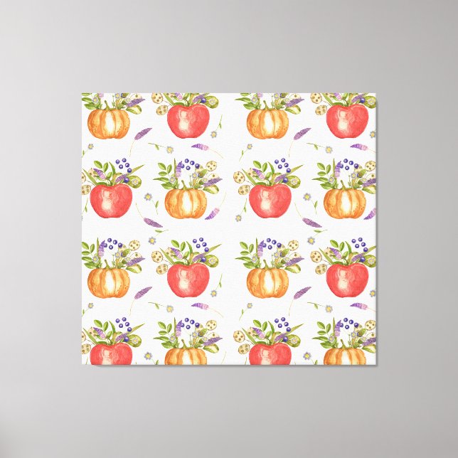 Autumn Watercolor, Seamless Composition. Canvas Print (Front)