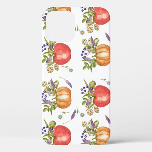 Autumn Watercolor Seamless Composition iPhone 12 Case