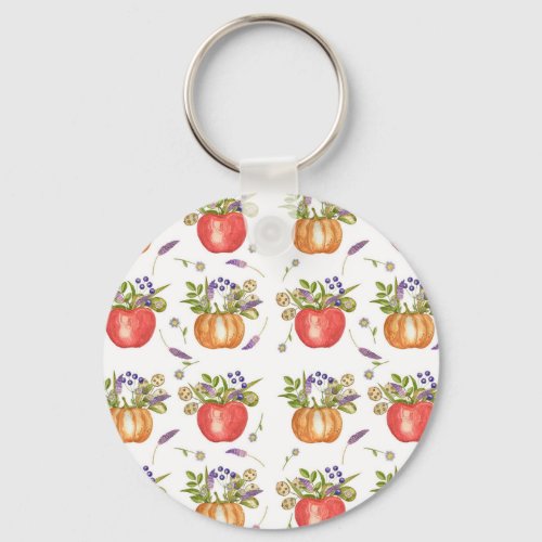 Autumn Watercolor Seamless Composition Keychain