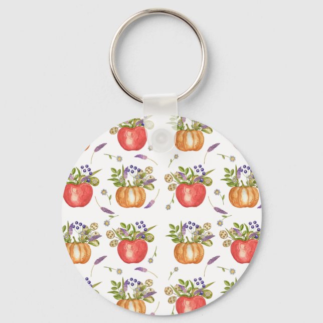 Autumn Watercolor, Seamless Composition. Keychain (Front)