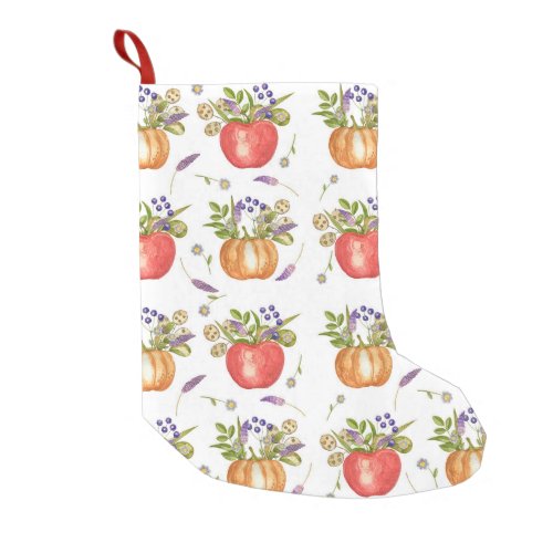 Autumn Watercolor Seamless Composition Small Christmas Stocking