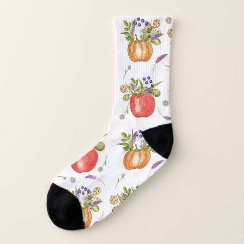 Autumn Watercolor Seamless Composition Socks