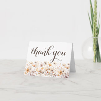Autumn Watercolor Wildflowers Thank You Card