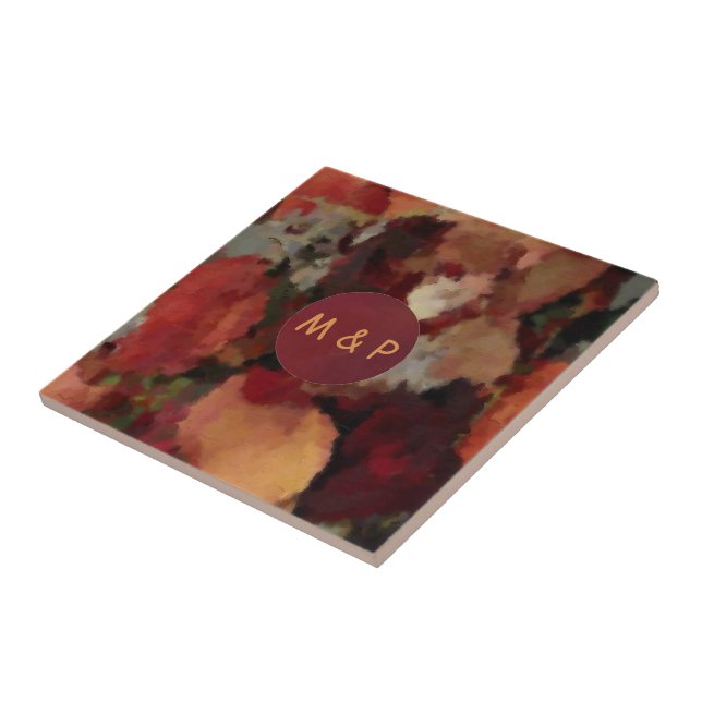 Autumn Watercolors Ceramic Tile (Side)