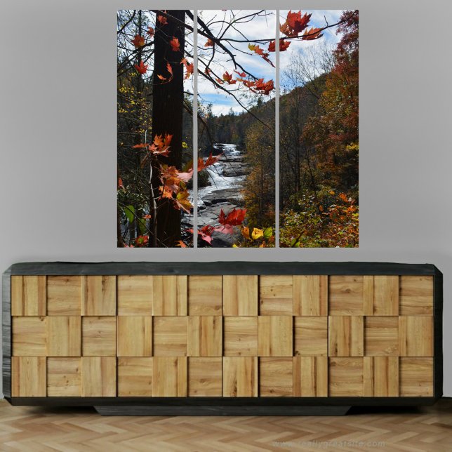 Autumn Waterfall Blue Ridge Mountains Photographic Triptych (Creator Uploaded)