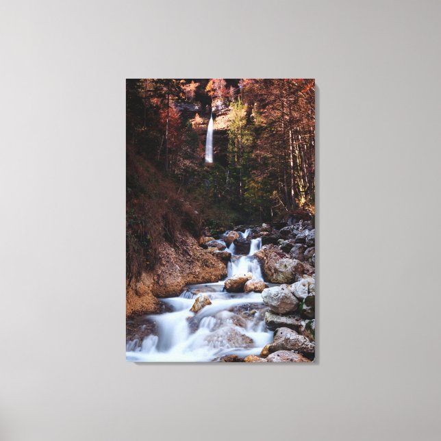 Autumn waterfall Peričnik, Slovenia Canvas Print (Front)
